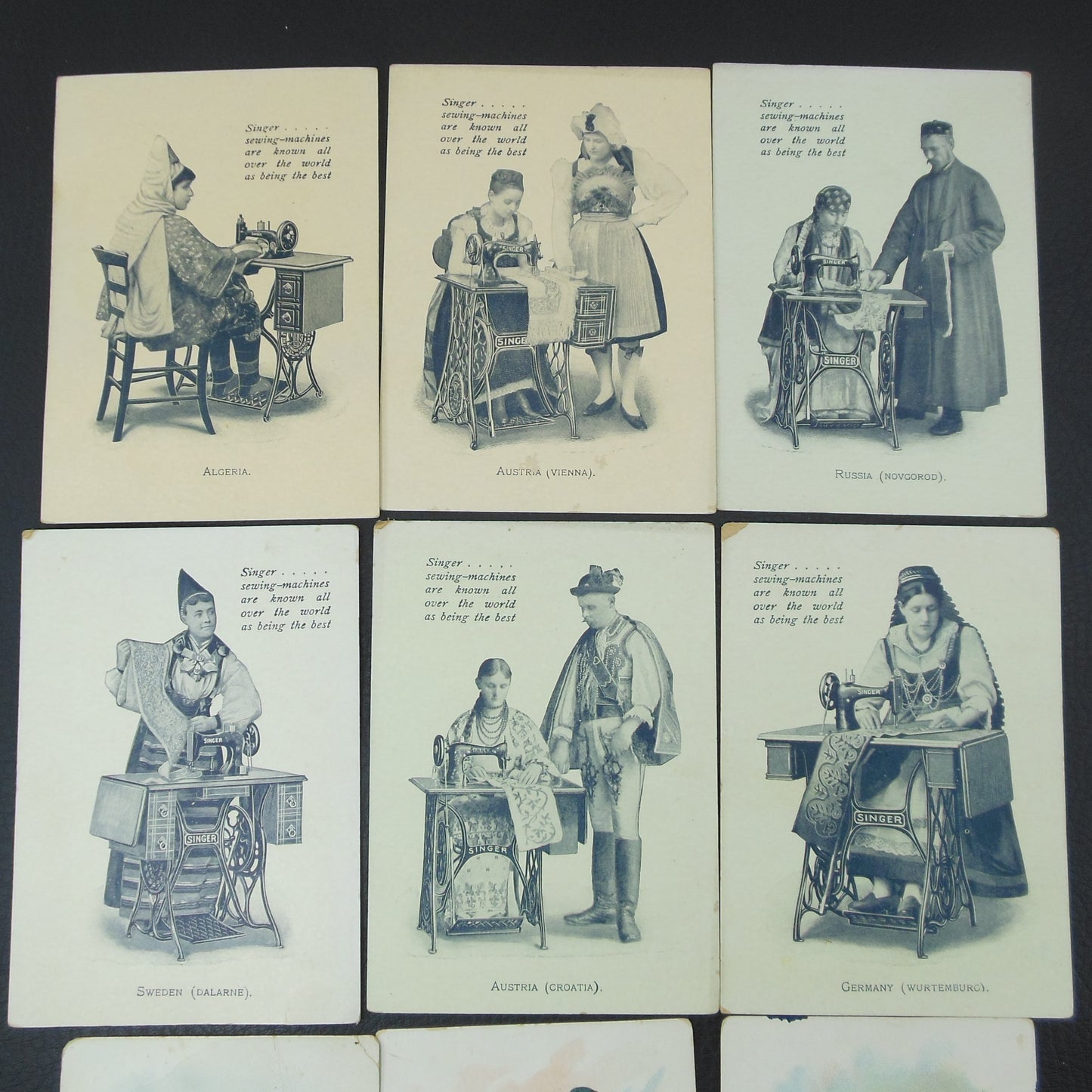 Singer Sewing Machines Antique Trade Cards 9 Various Countries used