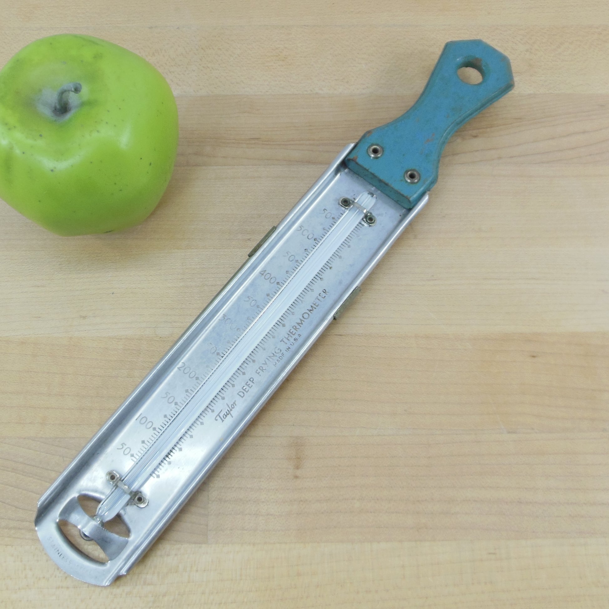 Taylor Deep Frying Thermometer Turquoise Wood Handle