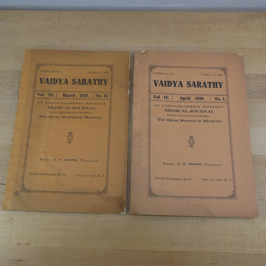 Vaidya Sarathy 1939 Hindu System Medical Journals Ayurveda