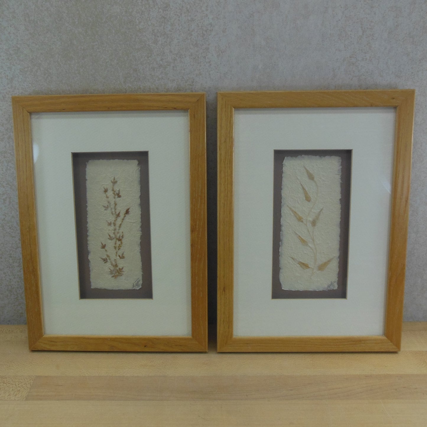 Waccamaw Pair Signed 1998 Paper Flora Art Pieces